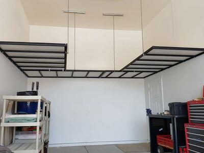 Overhead shelving, 1000lbs capacity welded steel