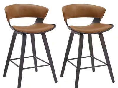 2 NEW Brown Faux Leather Counter Stools