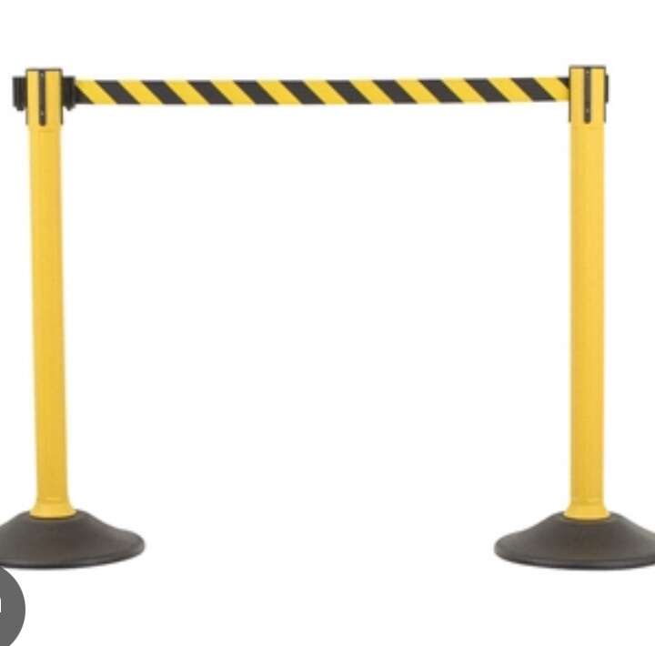 New 2 Pack Of 13' Yellow Stantion Belt Barrier