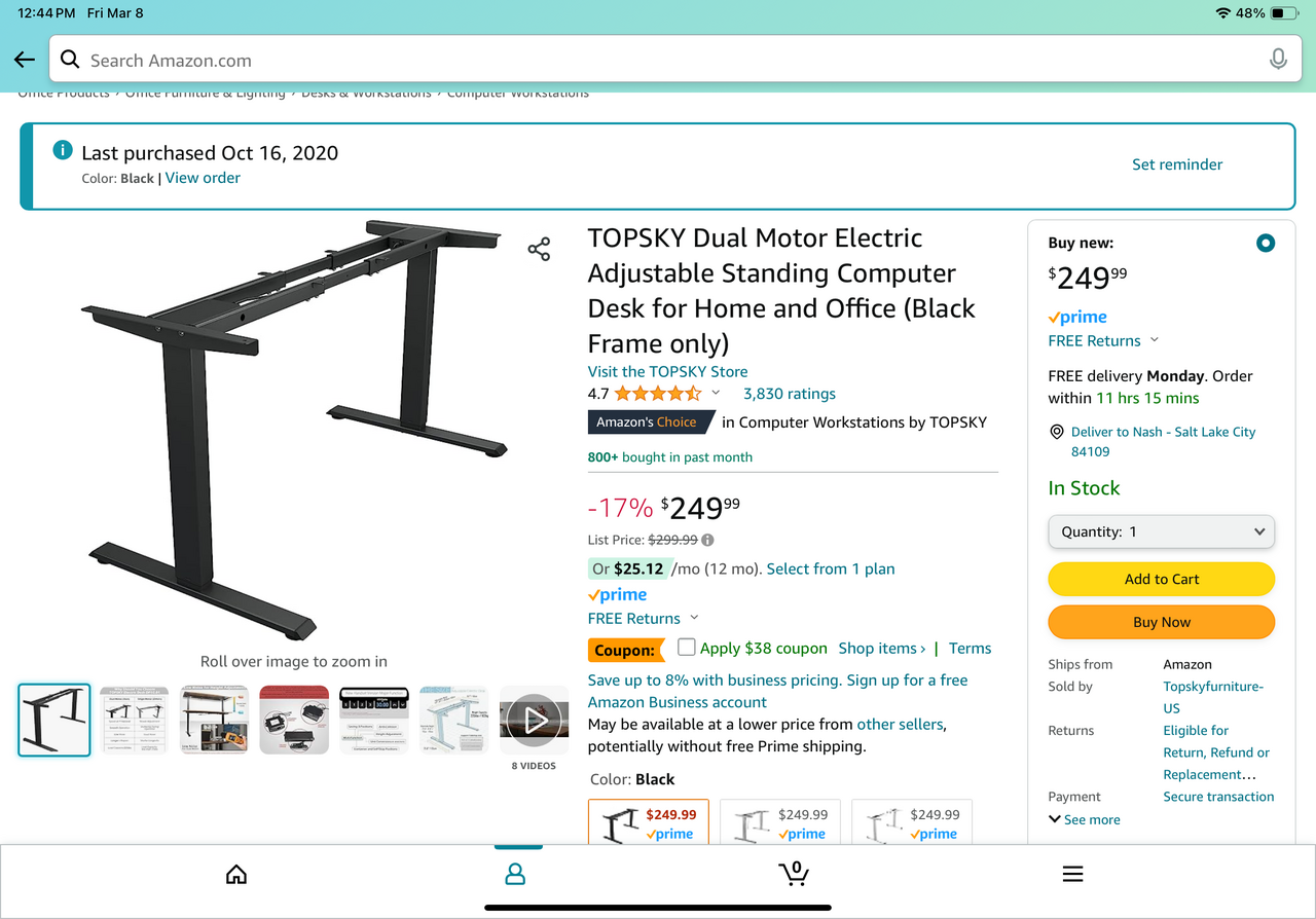 Standing desk legs only Furniture