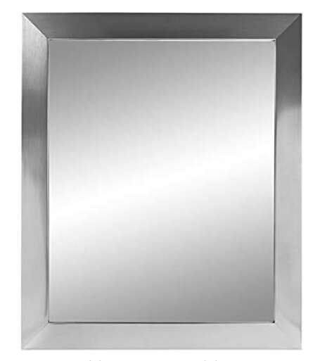 Jensen FM3036CC3SNF 30 x 36 in. & 3 in. Flat Framed Wall Mirror, Satin Nickel
