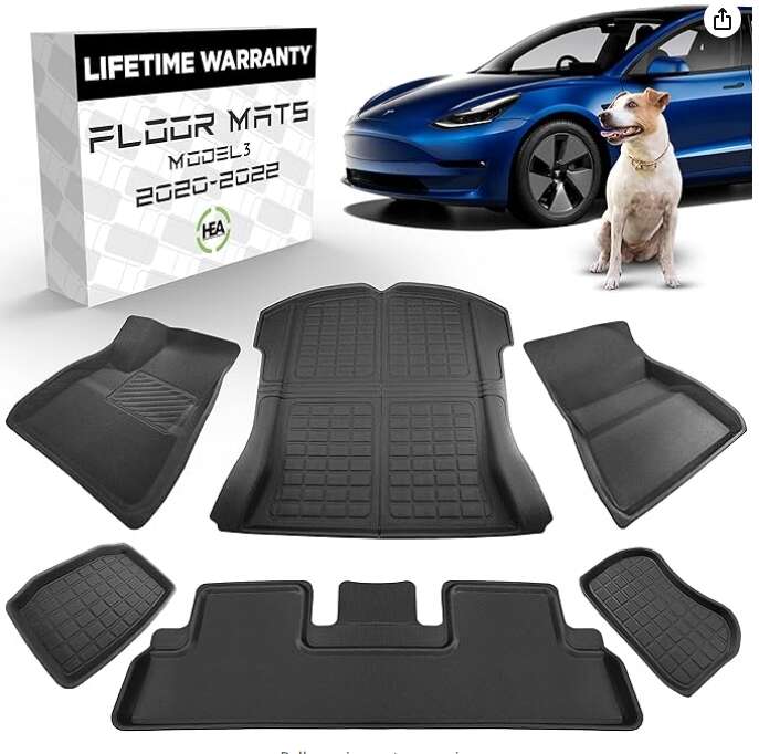 Tesla Model 3 Floor Mat - Fits 2021 2022 21 22 Ultimate All Weather & All Season Waterproof 3D Floor Liner