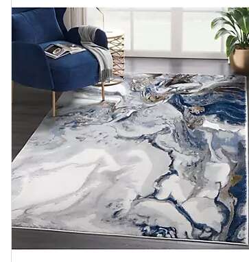 Abani Regal REG140A Abstract Grey Blue Area Rug 7'9" X 10'2"