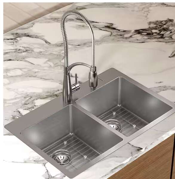 Elkay Crosstown 33in. Dual Mount 2 Bowl Stainless Steel Sink