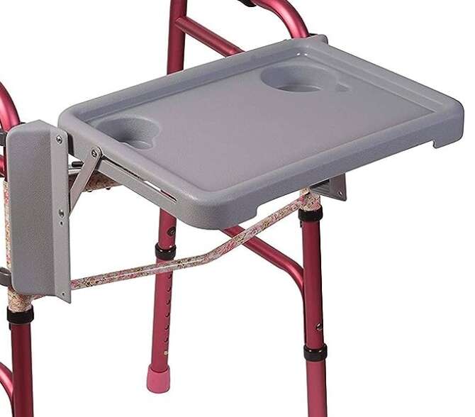 DMI Folding Walker Tray with Cup Holders, Grey