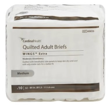 Cardinal Health Quilted Adult Briefs Wings Extra Medium 32" - 44" 10ct