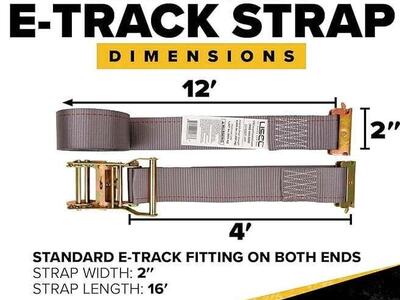 US Cargo Control E-Track Ratchet Straps 2 Inch x 16 Foot E-Track Straps with 4 Foot Fixed End and Spring E-Fittings