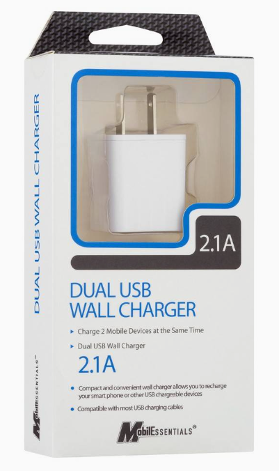 MobilEssentials Dual Usb Wall Charger 2.1 Amp