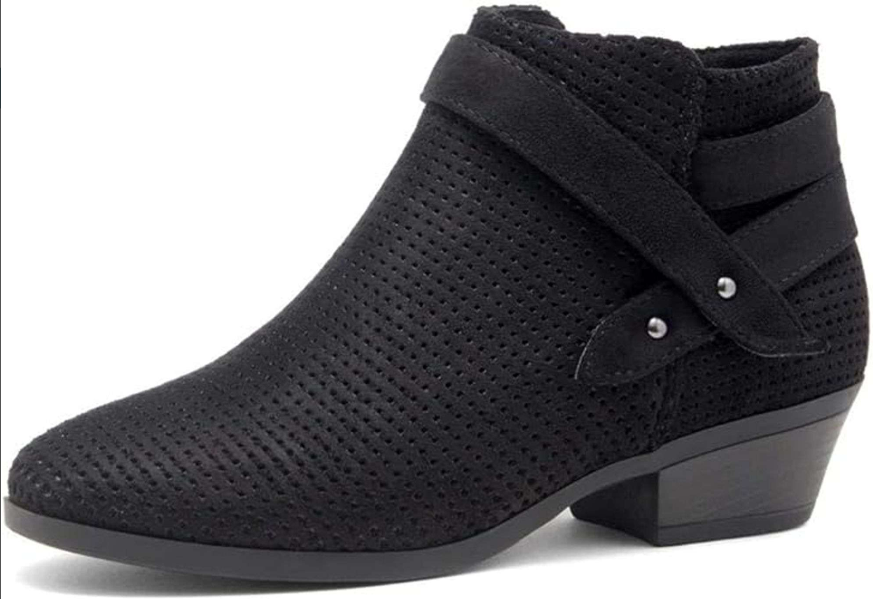 Kaptene Zarella Women's Western Heel Round Toe Slip on Booties, Size 7 Black