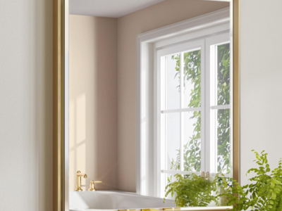 Gold Bathroom Mirror, 30x36 Brushed Gold