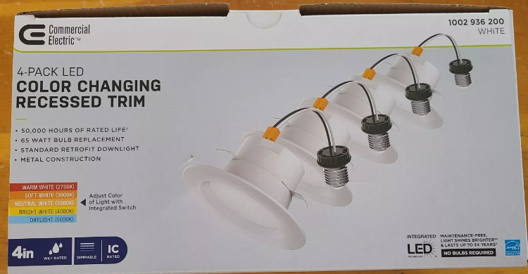 Commercial Electric 4 pack 4in LED Color Changing Recessed Trim