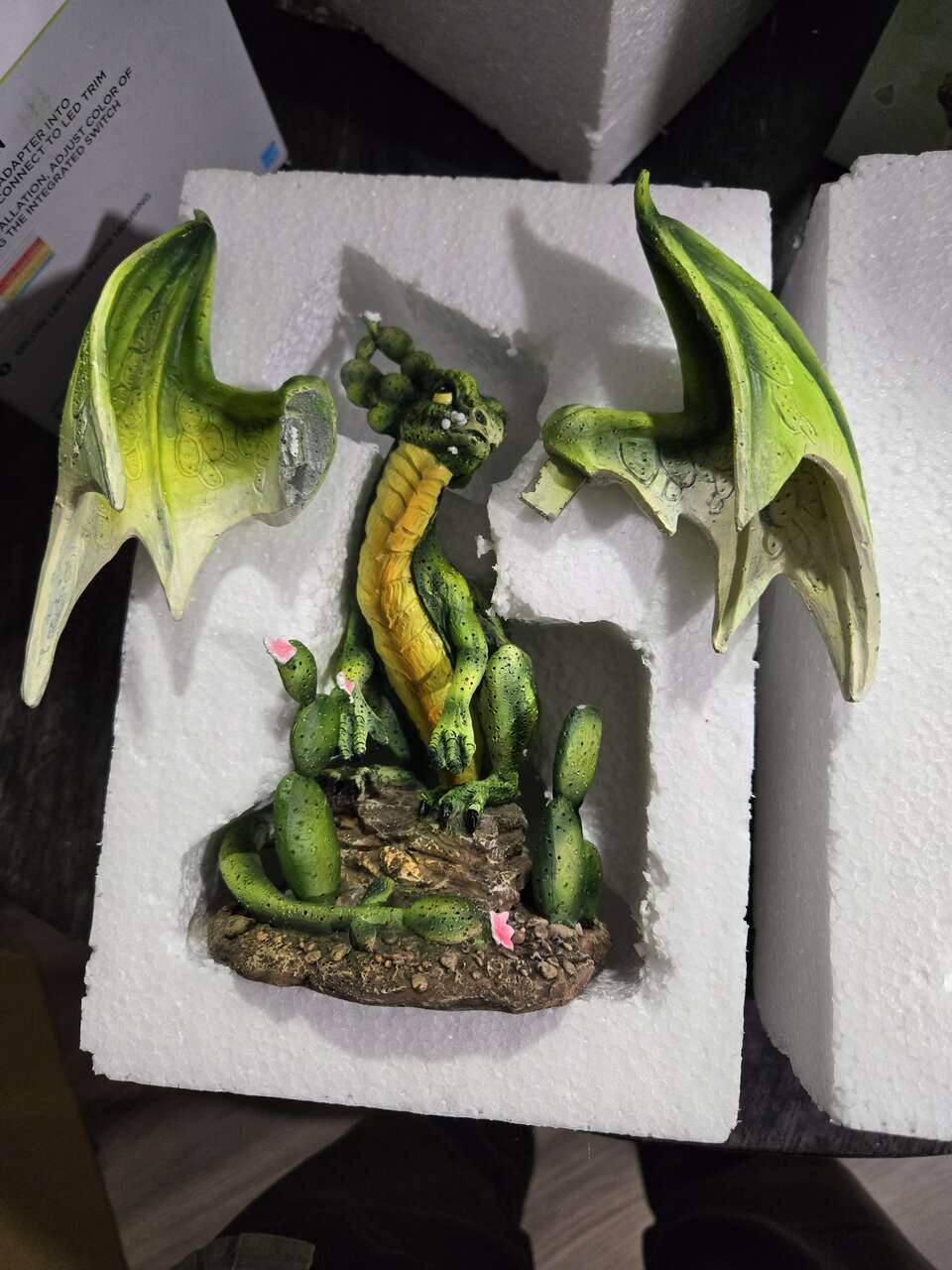 Green Dragon with Cactus Figurine (6.5")