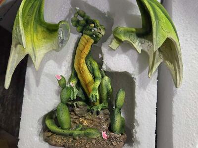 Green Dragon with Cactus Figurine (6.5")