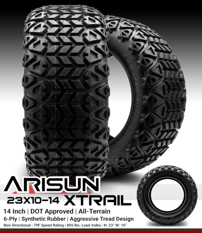 2 Arisun X-Trail 23x10-14 DOT Golf Cart Tire All-Terrain (6-Ply)