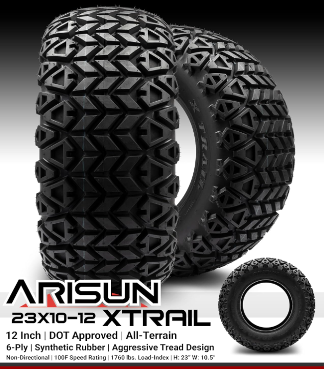2 Arisun X-Trail 23x10.50-12 DOT Golf Cart Tire All-Terrain (6-Ply)