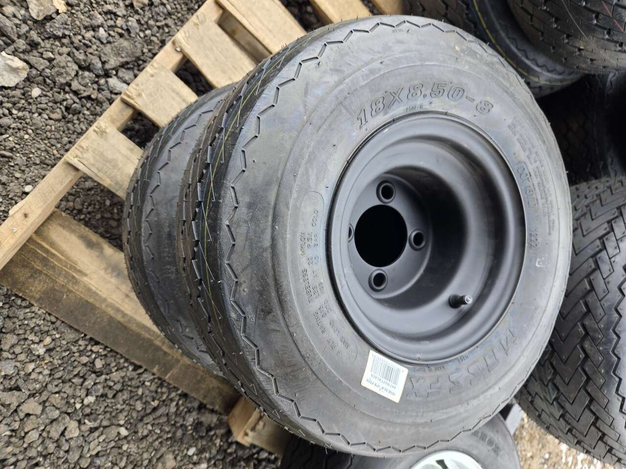 6 MASSFX 18x8.5-8 Golf Cart/Turf Tires With Black 4/4 Wheels