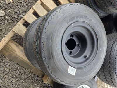 6 MASSFX 18x8.5-8 Golf Cart/Turf Tires With Black 4/4 Wheels