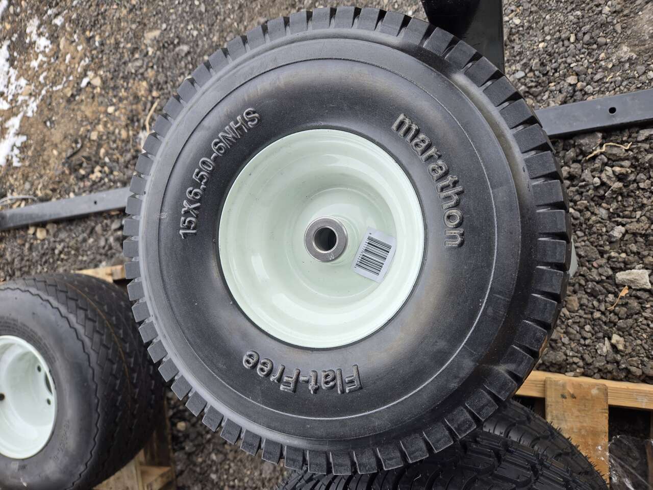 Marathon 15x6.5-6 Flat-Free Lawn Mower Tire on Wheel