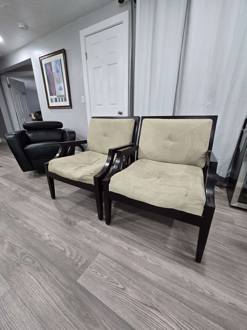 2 Black Hard wood Chairs