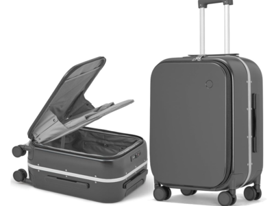 Mixi Luggage Suitcase with Spinner Wheels, 18'' Rock Gray