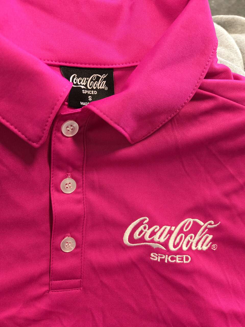 Coca-Cola Spiced Embroidered Purple/Pink Polo Performance T Shirts