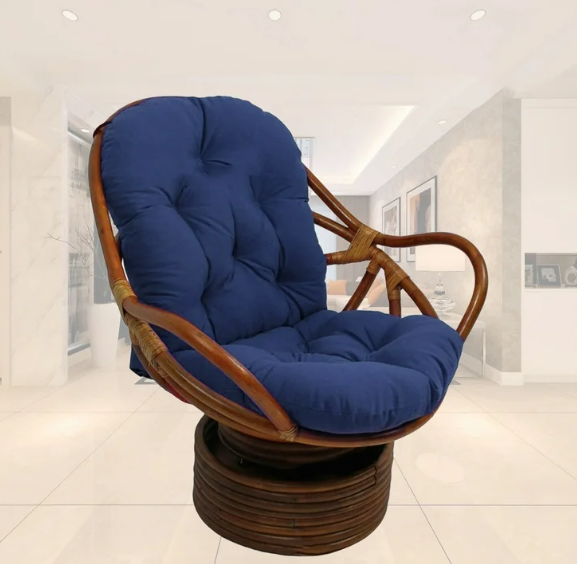 Blue Solid Texture Rocking Chair Cushion
