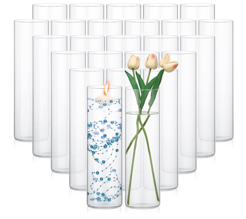 Irenare 24 Pcs Glass Cylinder Vases Bulk