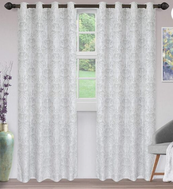 Superior Lotus Jacquard Premium Curtain Panel 2 Piece, Light Grey
