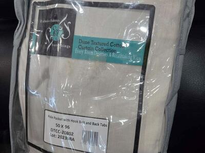 Supreme Cream Dune Textured Solid Cotton Room Darkening Tie-Up Window Shade