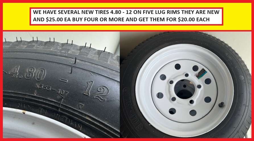 TIRES 4.80 - 12" 5 LUG RIMS