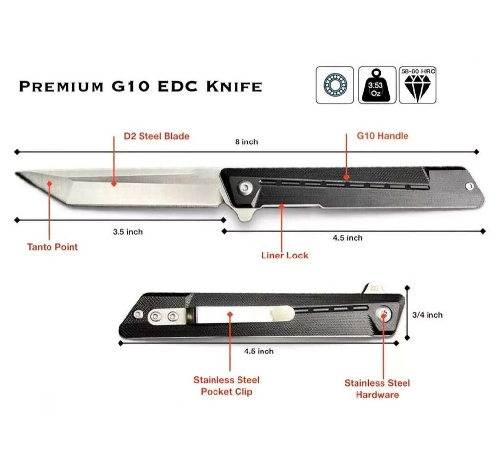 TACTICAL POCKET TANTO BLADE HUNTING KNIFE CRKT