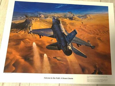 Falcons in the Fold: A Desert Storm Thiokol 1991 Mark Waki F-16C A-10A Art Print
