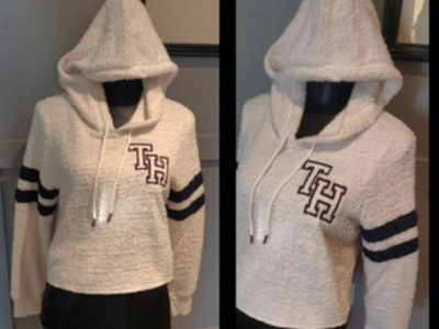 NWT $69 Tommy Hilfiger Soft Sherpa White Pullover Crop Hoodie Sweater Womens M