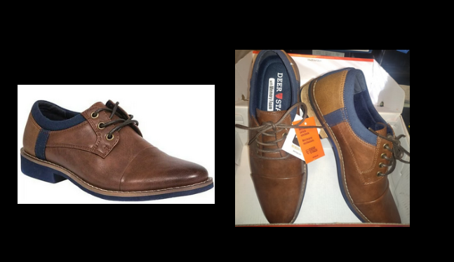 New/Boxed Deer Stags Truckee Jr Oxford Brown/Navy Simulated Leather Dress Shoes Mens 8