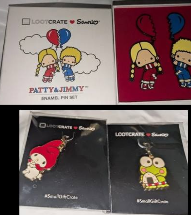 NEW Lot of 3 Sanrio Hello Kitty & Characters Enamal Pin Set & Charms