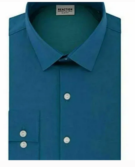 NEW KENNETH COLE REACTION Bright Blue Slim Fit Dress Shirt Sz Mens M