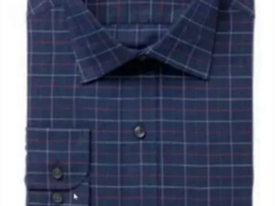 NWT Mens Club Room Classic Regular Fit Navy/Red Check Dress Shirt Sz 17 32-33