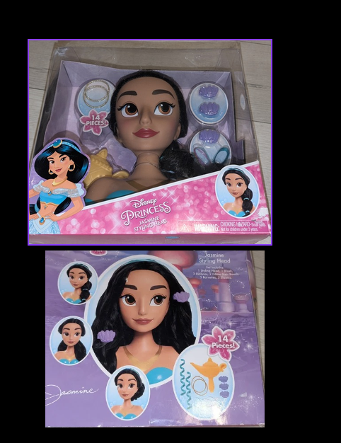 New In Box Disney Princess Jasmine Styling Head, 14-Pieces