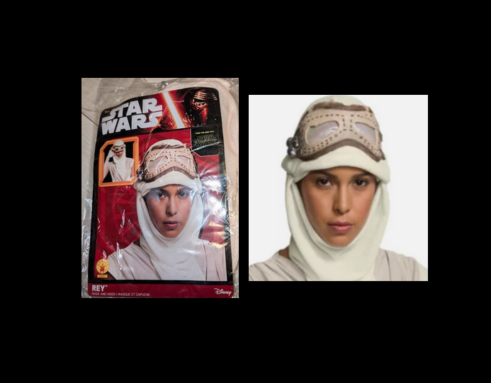 Womens Hallween Costume Rey Eye Mask With Hood Star Wars Force Awakens  NEW IN PKG