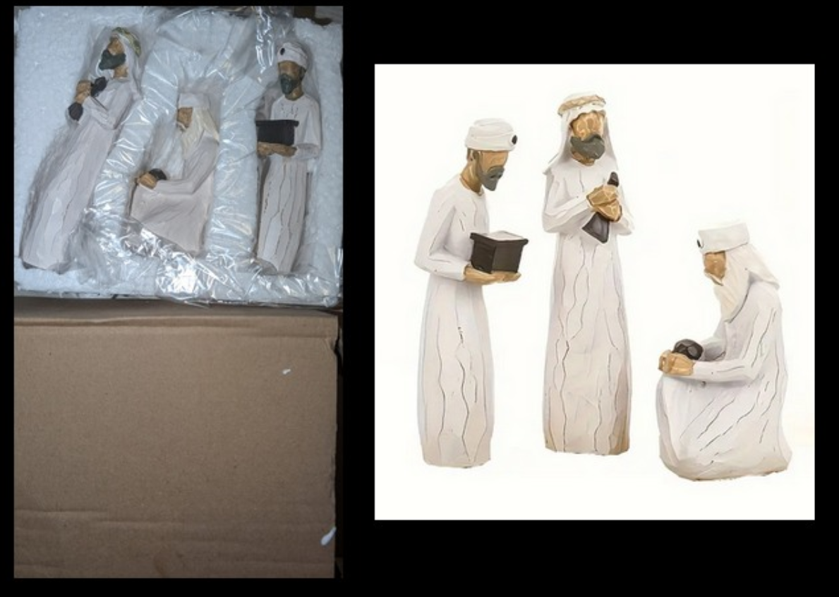 Resin Wood Like Three Wise Men Christmas Holiday Decoration Set Shabby Chic NEW IN BOX