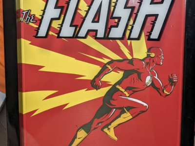 The Flash Poster 14” X 11” Vinyl & Glass deep Rare Artissimo Wall Hanging