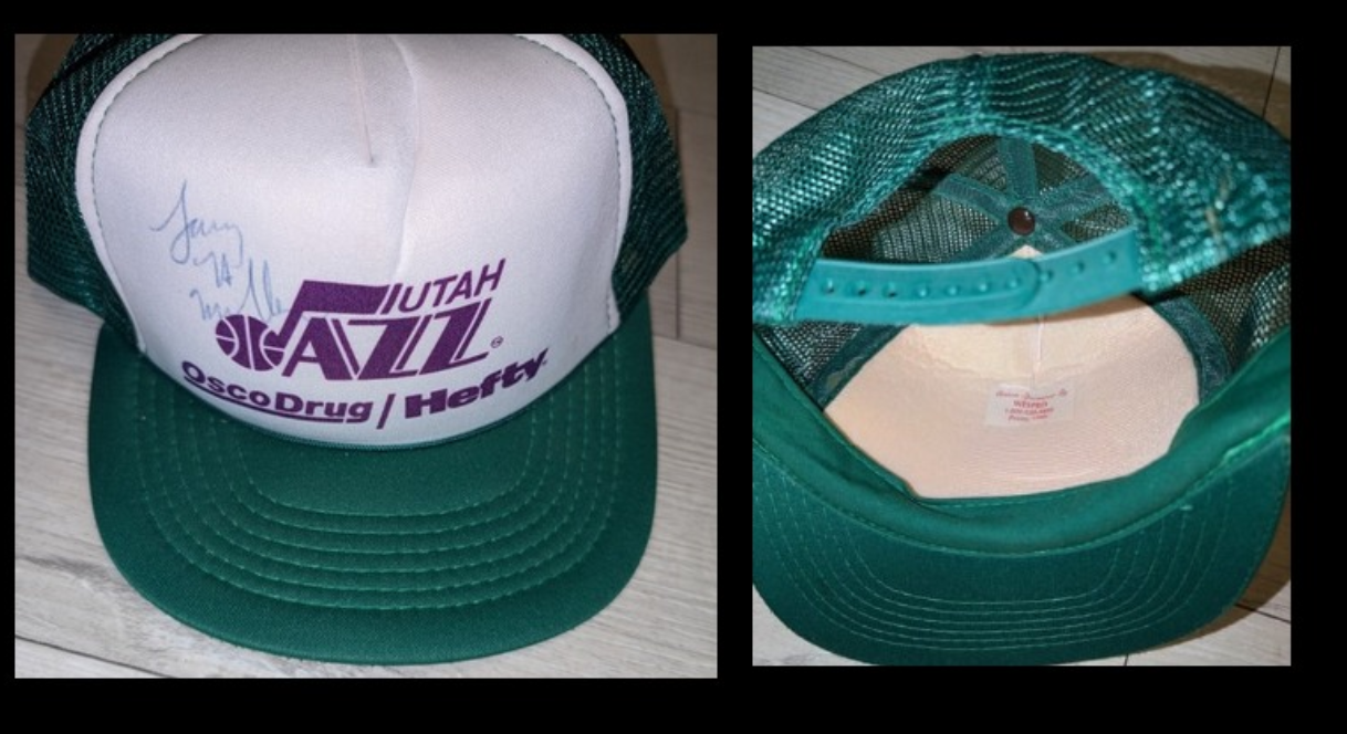 Vintage Autographed by Larry H Miller 90s NBA Utah Jazz Trucker Hat Cap