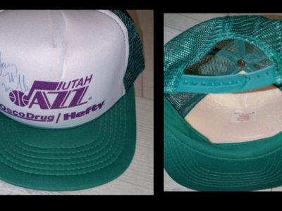 Vintage Autographed by Larry H Miller 90s NBA Utah Jazz Trucker Hat Cap