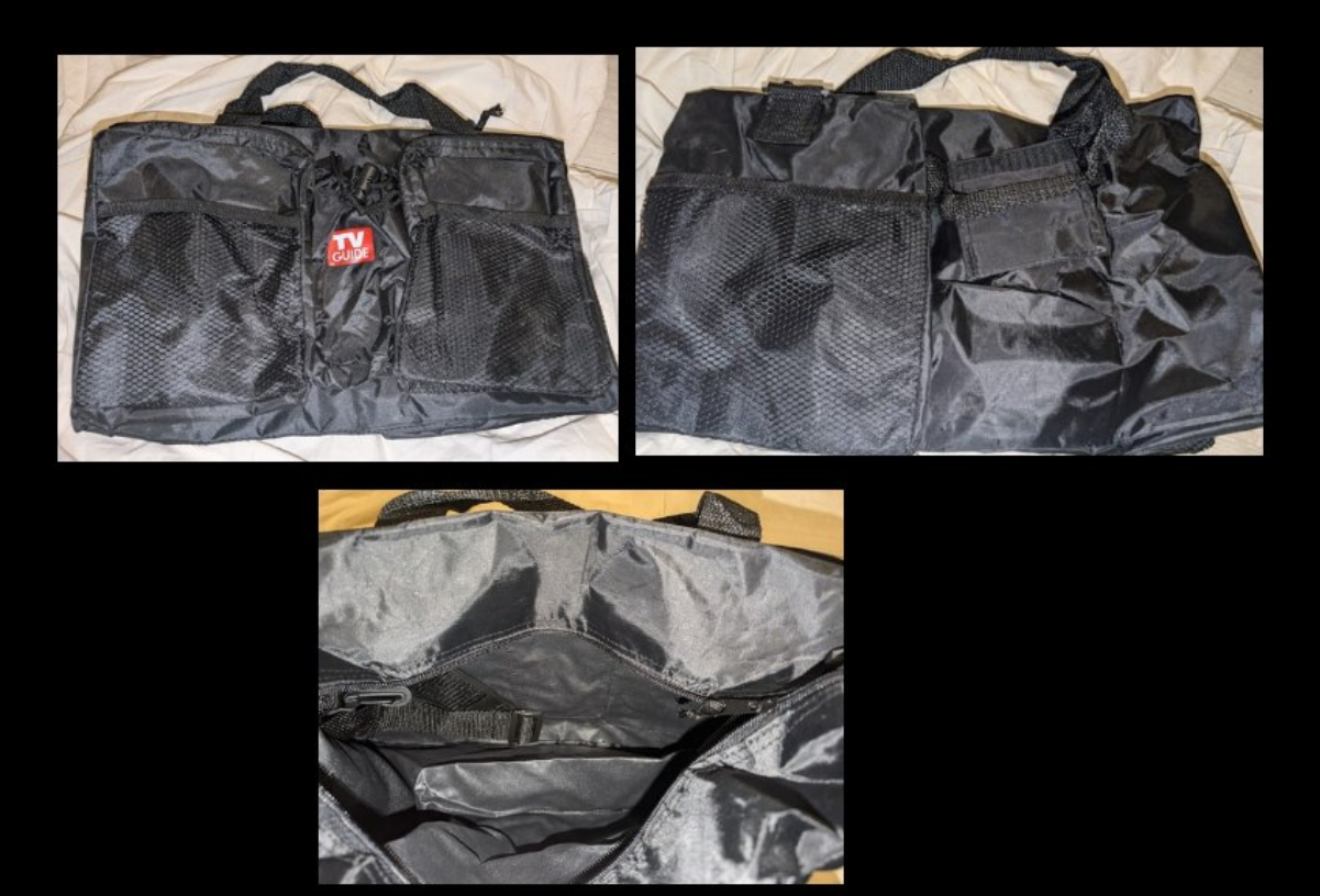 Vintage TV Guide Black Nylon Duffle Bag 15"x9" Travel Small Retro Fun NEW UNUSED