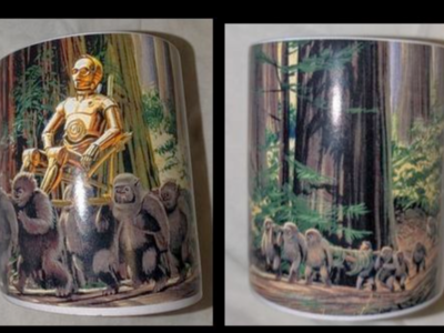 Star Wars Coffee Mug Return Of The Jedi Movie Ewoks C3PO Carried God Scene