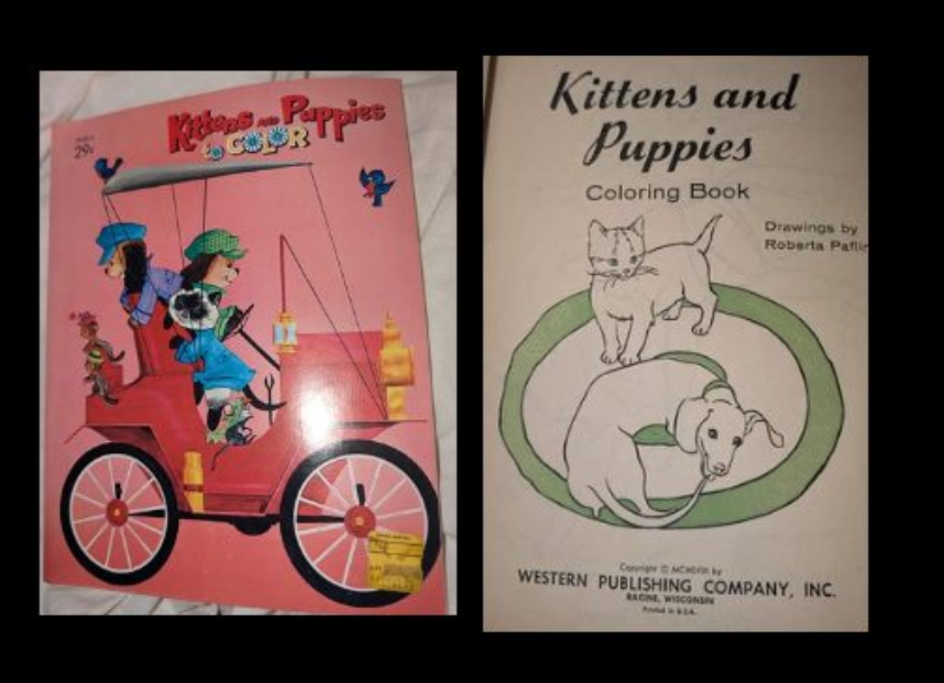 Vintage Unused Mid Century Kittens & Puppies Coloring Book by Western Publishing