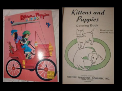 Vintage Unused Mid Century Kittens & Puppies Coloring Book by Western Publishing
