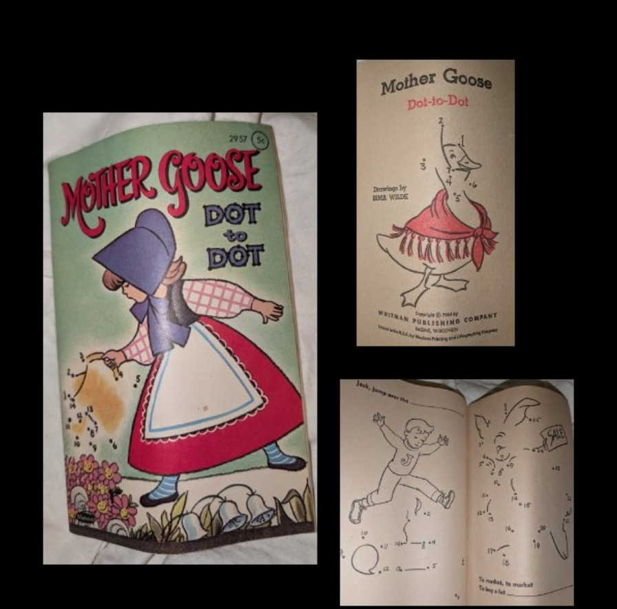Vintage 1960s Mother Goose Dot To Dot Whitman Coloring Book - Nursery Rhymes
