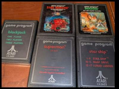 Lot of 5 ATARI Games * Superman Star Ship Star raiders Berzerk Blackjack