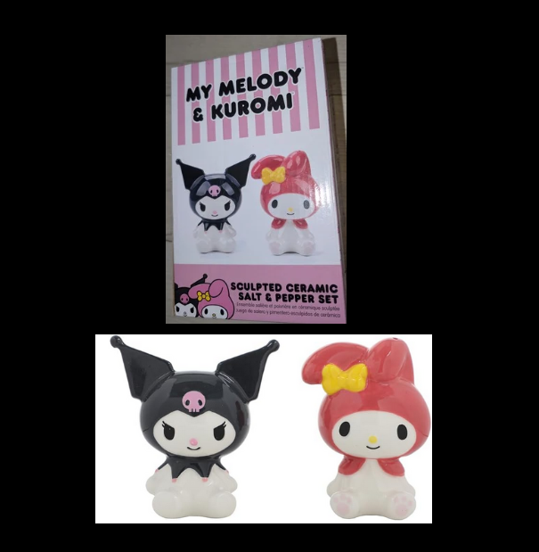 My Melody & Kuromi Sculpted Ceramic Salt & Pepper Shakers - Sanrio - New In Box